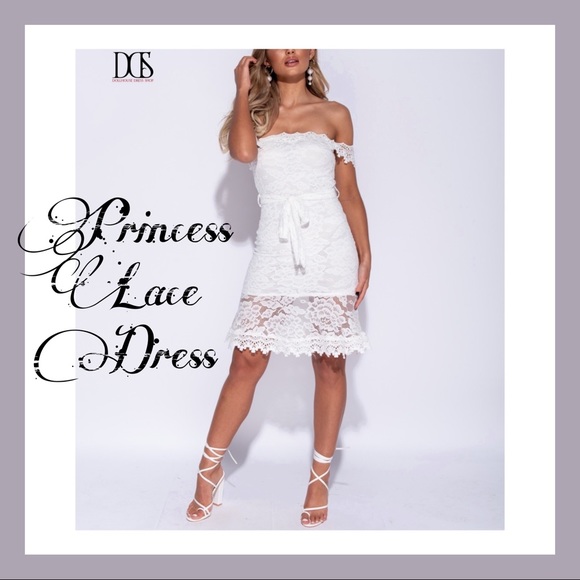 5 ⭐️ Princess - Bardot Lace Mini Dress - Picture 3 of 7